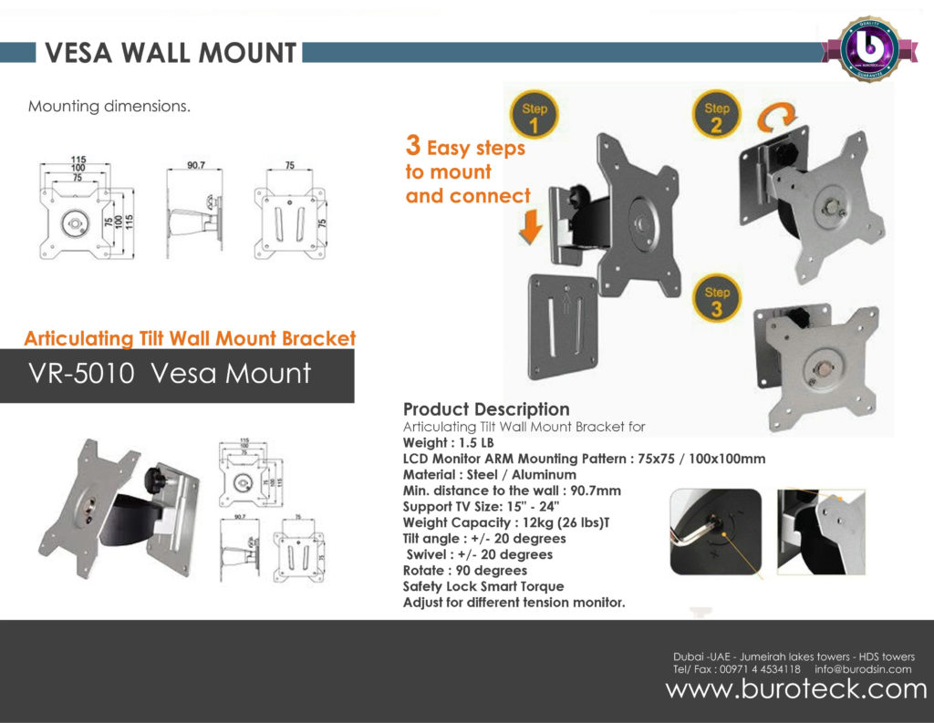 Wall-mount-Vesa-monitor-arm-Dubai
